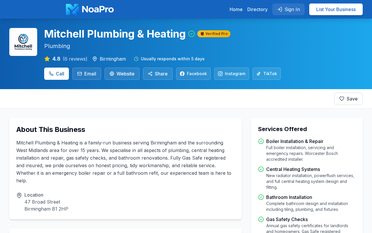 NoaPro Gold business profile with Gold badge, full services list, contact options and opening hours